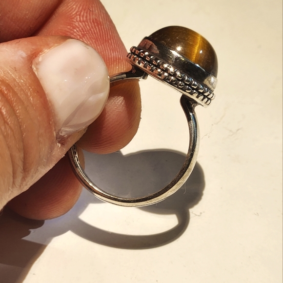925 Sterling Silver Cabochon Ring Size 7 - Picture 2 of 3